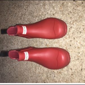 Red Ankle Length Chelsea Hunter Boots
